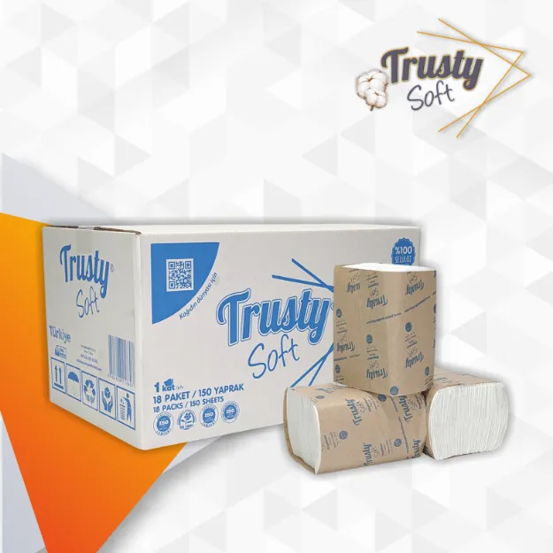 Picture of TRUSTY DİSPENSER PEÇETE 150 YAPRAK 1 KOLİDE ****18 PAKET 17cm*20cm %100 SELÜLOZ***